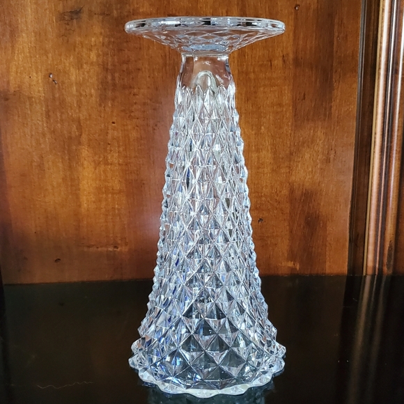 Vntg 🇩🇪 8 1/8" Lead Crystal Diamond 💎 Point Vase by Princess House - Picture 5 of 15